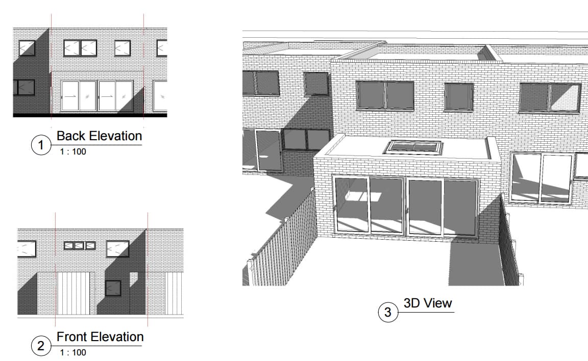 Rear extension with flat roof, North London